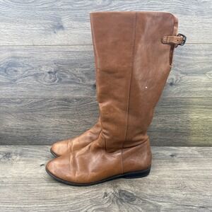 Sam Edelman Whiskey Leather Penny Riding Boots Knee High Women's Size 8 Brown